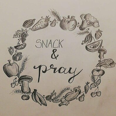gezeichnetes Snack&Pray-Logo für Veranstaltung im Kolpingwerk DV Eichstätt