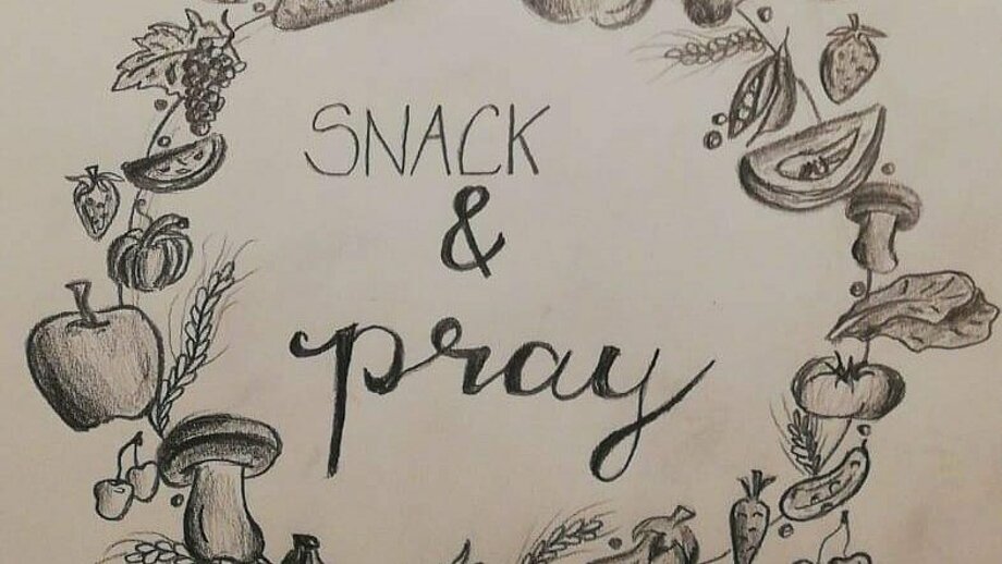 gezeichnetes Snack&Pray-Logo für Veranstaltung im Kolpingwerk DV Eichstätt